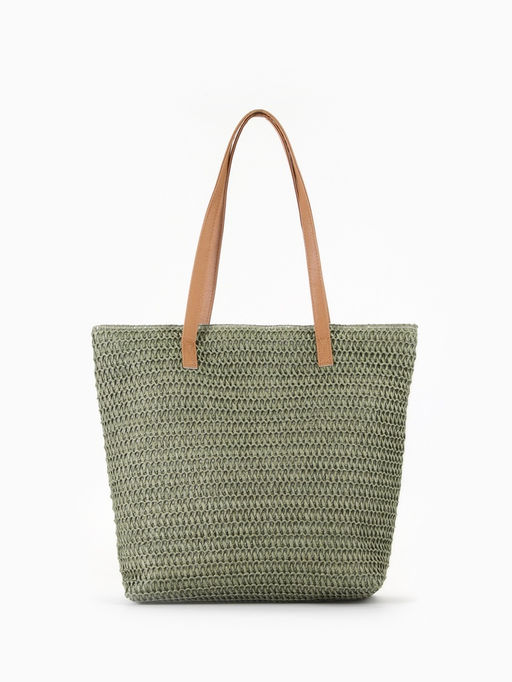 Сумка пляжная на молнии, на подкладке, зелёная - Simaland фото 5