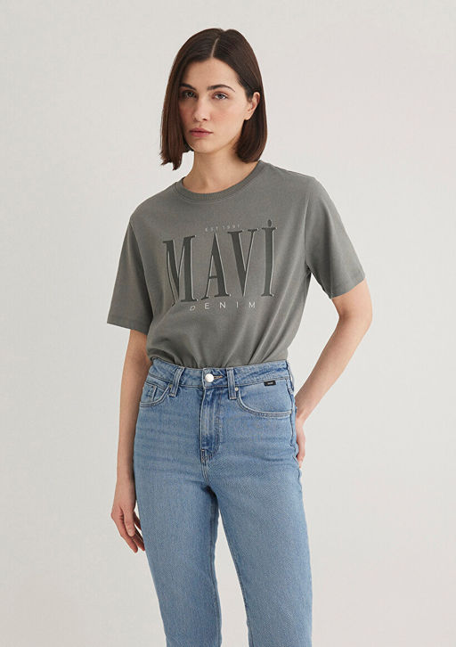 Mavi Logo Bask?l? Gri Tisort  фото 2