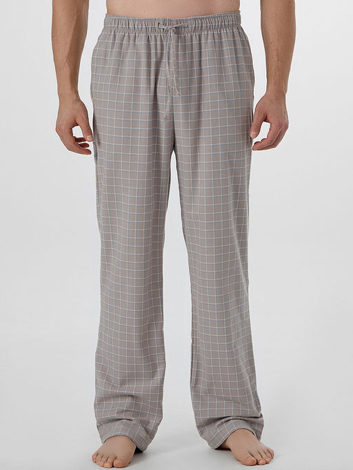 Брюки домашние мужские бежевые в клетку