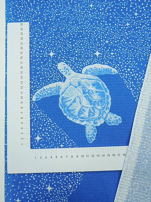 Вафельное полотно Морские обитатели цв.лазурный, ш.1.5м, хлопок-100%, 150гр/м.кв - Купава фото 4