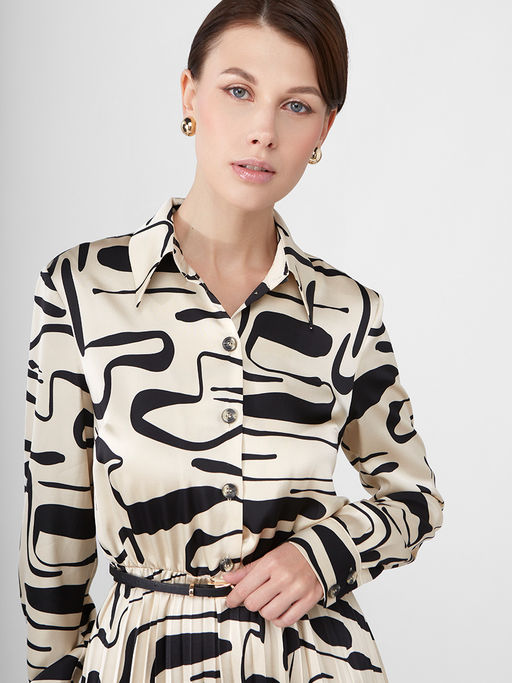 Платье из принтованной атласной ткани