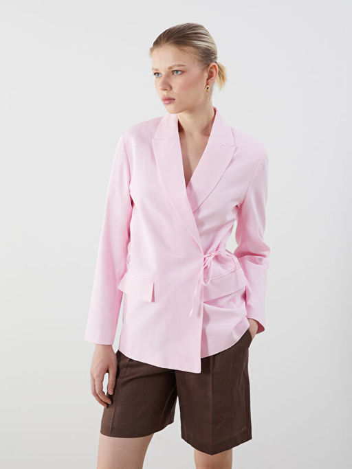 Keten Kar???ml? Kad?n Blazer Ceket