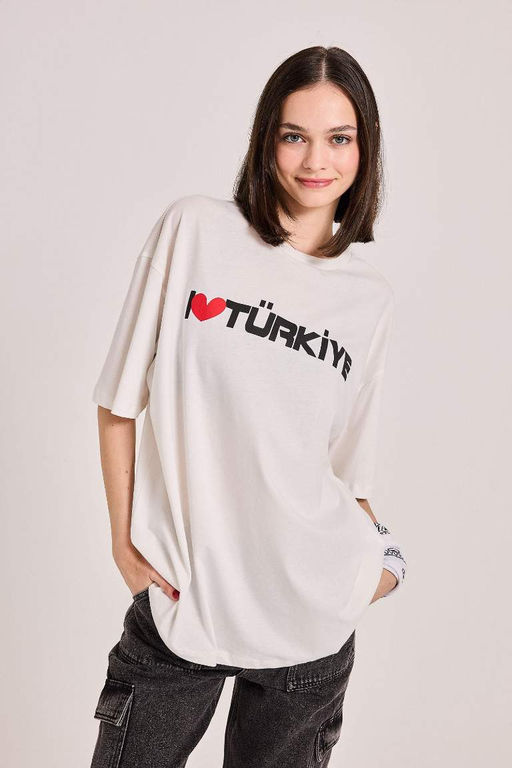 Футболка Cool Oversize с короткими рукавами и принтом - Defacto фото 5