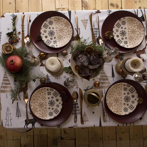 Скатерть новогодняя «Доляна» X-Mas 146×180+/- 3 см, 100% хлопок, рогожка 164 г/м²