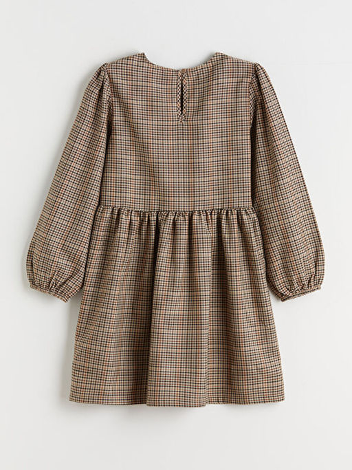 Bisiklet Yaka Ekose K?z ?ocuk Elbise