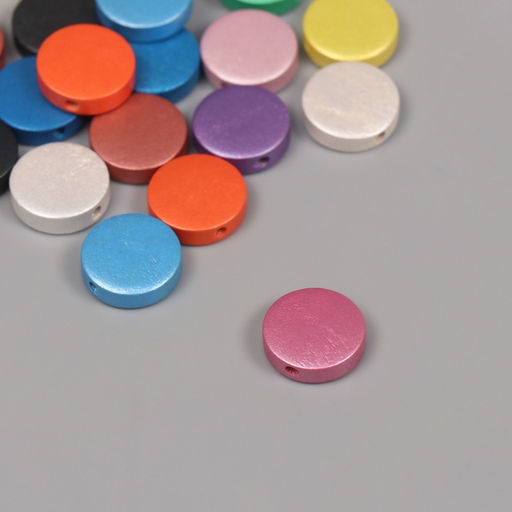 Бусины для творчества дерево «Металлик плоский», набор 20 шт., 1.5×1.5×0.5 см