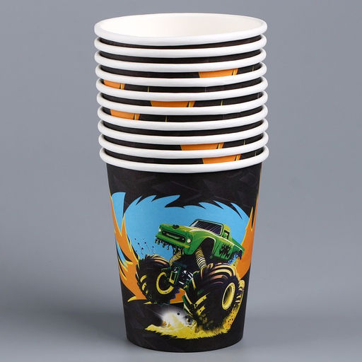 Цена за 10 шт. Стакан бумажный Тачка, 250 мл - Страна карнавалия фото 2