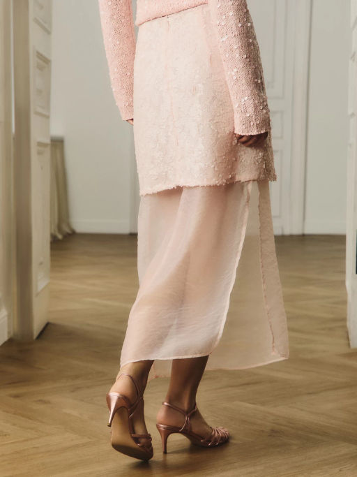 Двухслойная юбка миди с пайетками / Zarina