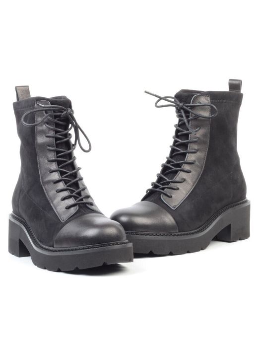 01-M03 BLACK Ботинки демисезонные женские (натуральная кожа, велюр, байка) - Фабричный китай фото 14