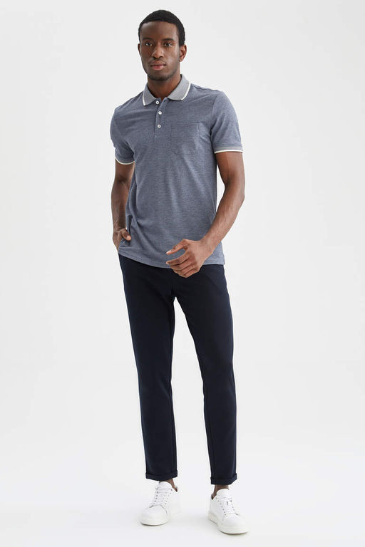 Футболка стандартного кроя с воротником поло и короткими рукавами - Defacto фото 2