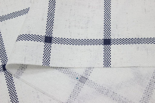 Рогожка Темная серо-синяя клетка (6.5*6.5см) на белом, ш.1.5м, хлопок-100%, 160гр/м.кв - Купава фото 6