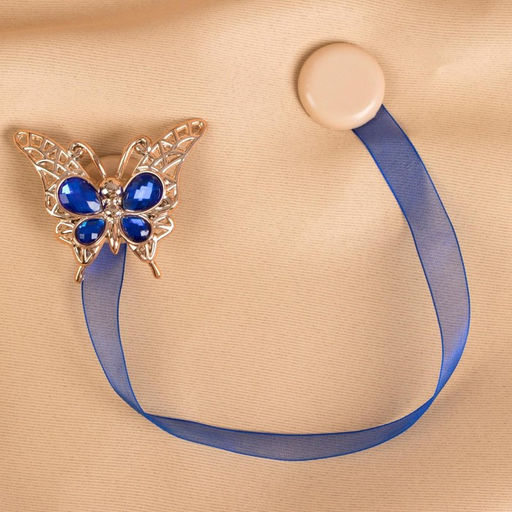 Цена за 2 шт. Подхват для штор Бабочка яркая, 6 5 см, цвет синий - Арт узор фото 2