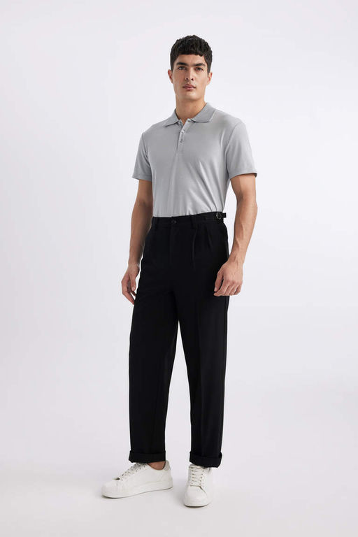 Базовая хлопковая футболка с короткими рукавами и воротником-поло Slim Fit - Defacto фото 2