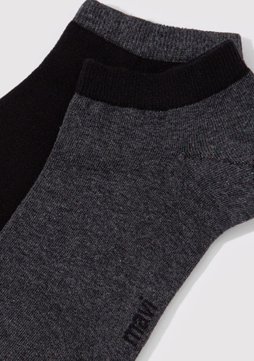 2li Gri Siyah Patik Corap - Mavi фото 5