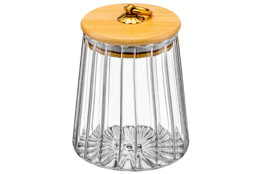 Банка стеклянная 650 мл 10*10*13 см с деревянной крышкой с силиконовым уплотнителем