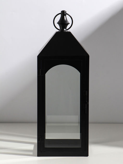 Подсвечник металлический «Фонарь лофт», чёрный, набор 2 шт. свеча 14×14 см, 20×20 см; 15×15×43 см, 21×21×60 см