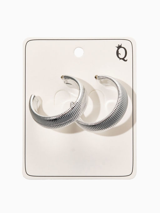 Серьги-кольца "Пружина" d=3см, цвет серебро