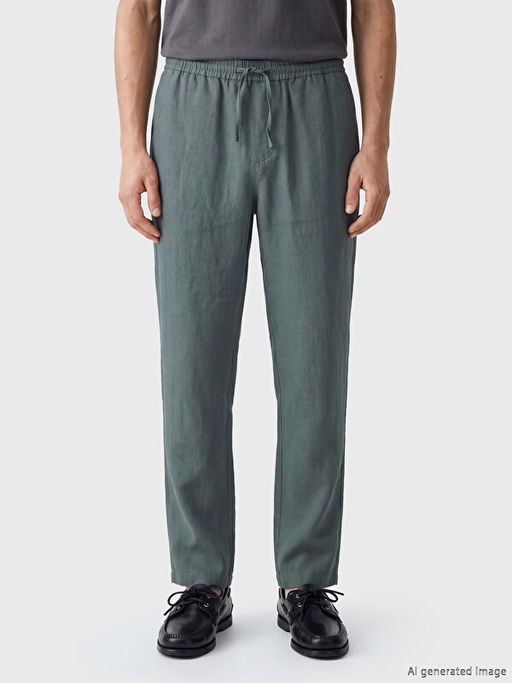 Regular Fit %100 Keten Erkek Pantolon - Waikiki фото 3