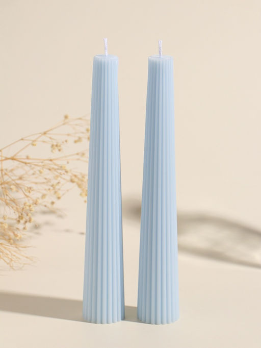 Набор свечей, 3.5х23 см, 2 шт "Башня" светло-голубой 4х9,5х25 см