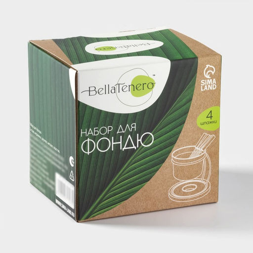 Набор для фондю BellaTenero, 5 предметов: чаша 250 мл, подставка, 4 шпажки, керамика, белый  фото 6