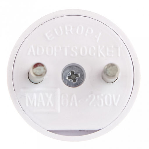 Переходник 16А 4,5х3,5х3см, круглой формы, с тремя отверстиями, пластик/металл, белый (Россия)