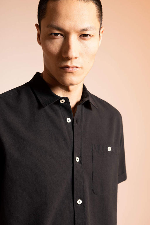 Рубашка из 100 % хлопка с короткими рукавами и воротником-поло обычного кроя - Defacto фото 5