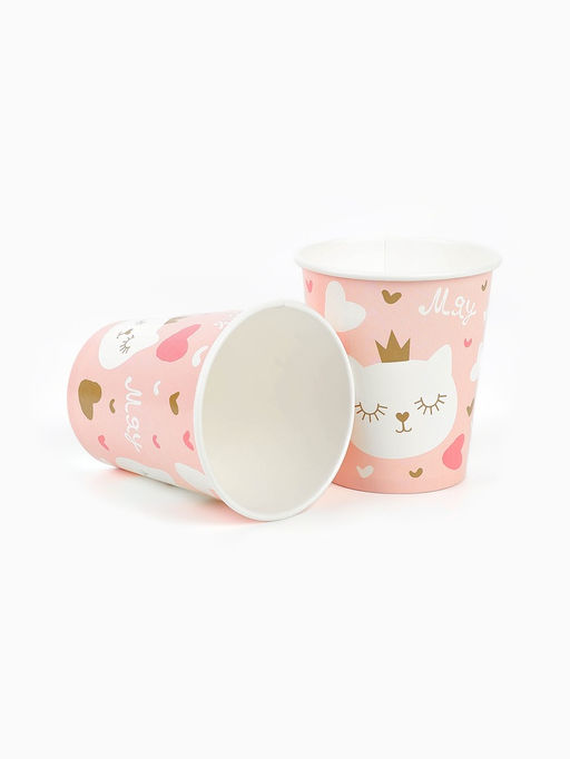 Цена за 2 шт. Стакан одноразовый бумажный «Котенок Принцесса», 250 мл, 6 шт.