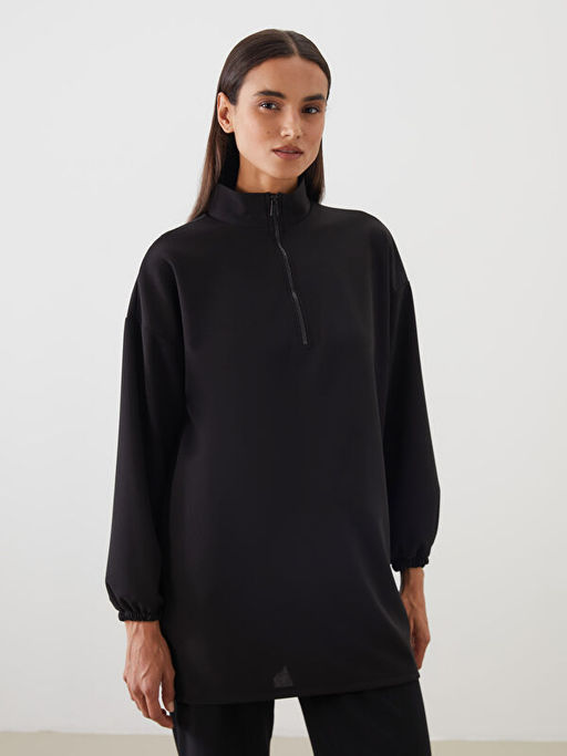 Dik Yaka Oversize Kad?n Sweatshirt Tunik