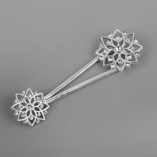 Декоративная застёжка, d = 2,4/3.1 см, цвет серебряный