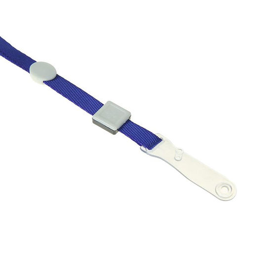 Цена за 100 шт. Лента для бейджа, ширина 10 мм, длина 80 см, плотная, с бегунком и с силиконовым зажимом, синяя - Calligrata фото 2