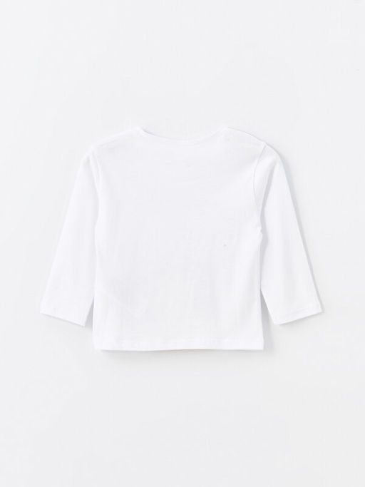 Bisiklet Yaka Uzun Kollu Bask?l? K?z Bebek Ti??rt - Waikiki фото 3