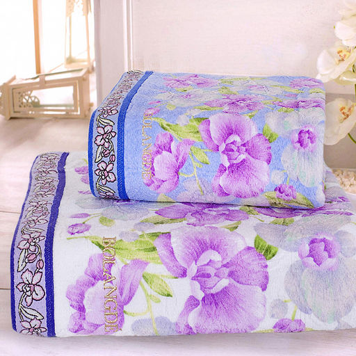 "Япония-2030" Полотенце махровое 100х150см, плотность 300гр/м2, 100% хлопок, "Орхидея светлая", белый, Bolangde (Китай)