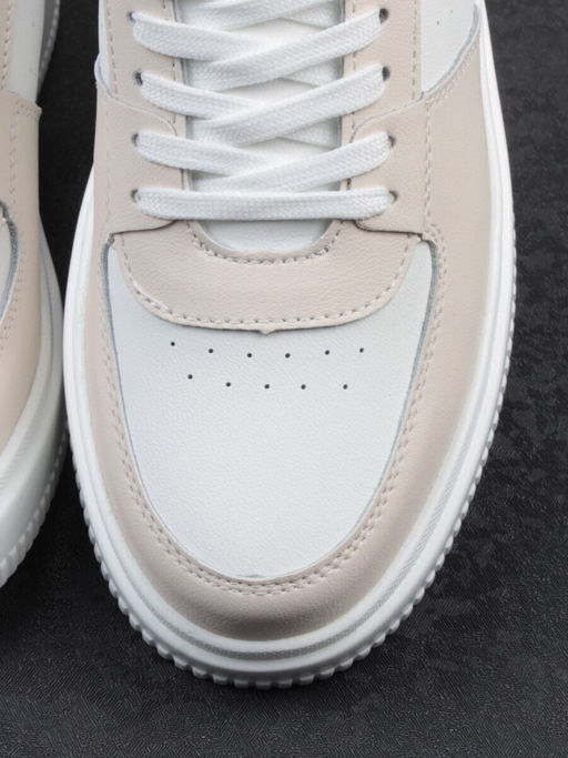 03-YJ425-1 WHITE/BEIGE Полуботинки спортивные женские (натуральная кожа)