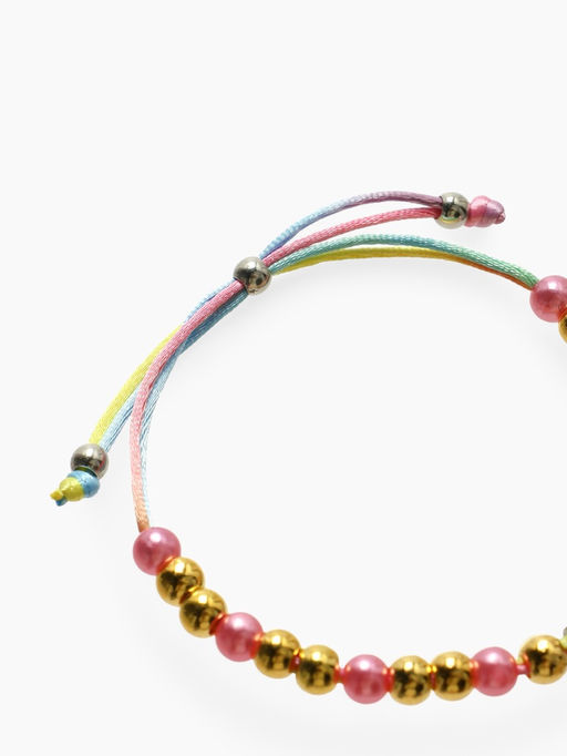 Браслет детский «Выбражулька» на затяжке, корона с бусинами, цветной