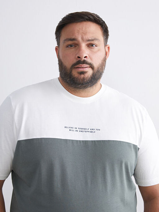 Bisiklet Yaka Renk Bloklu Erkek Ti??rt