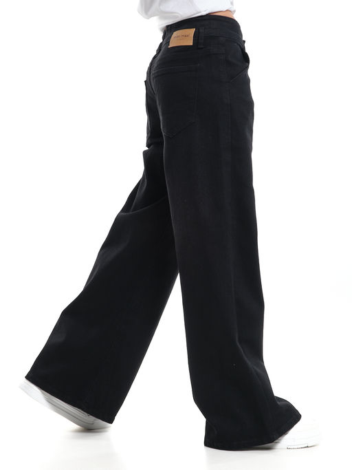 Джинсы черные подростковые палаццо для весны и лета 33-1074 черный - Mini maxi фото 22