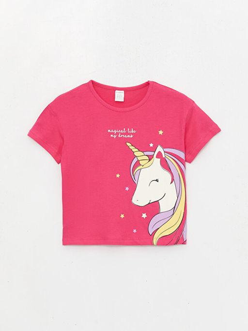 Bisiklet Yaka Bask?l? K?sa Kollu K?z Bebek Ti??rt - Waikiki фото 3