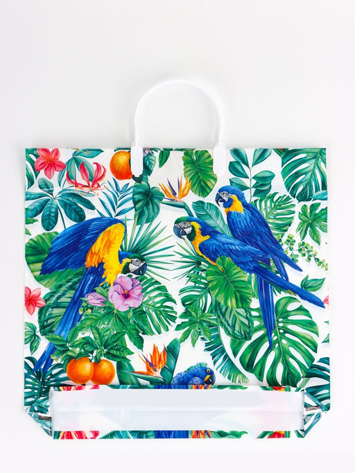 Цена за 5 шт. Пакет Попугай, полиэтиленовый, пластиковая ручка, 37?35 см, 90 мкм