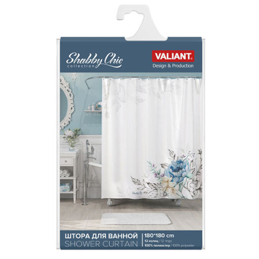 Штора для ванной комнаты, полиэстер, 180*180 см, SHABBY CHIC WHITE, шт - Valiant фото 3