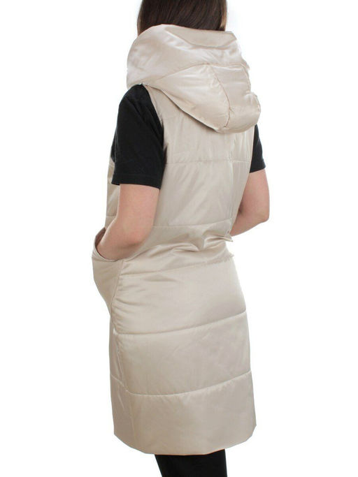 M001 BEIGE Жилет женский демисезонный (100 гр. синтепон) - Фабричный китай фото 4