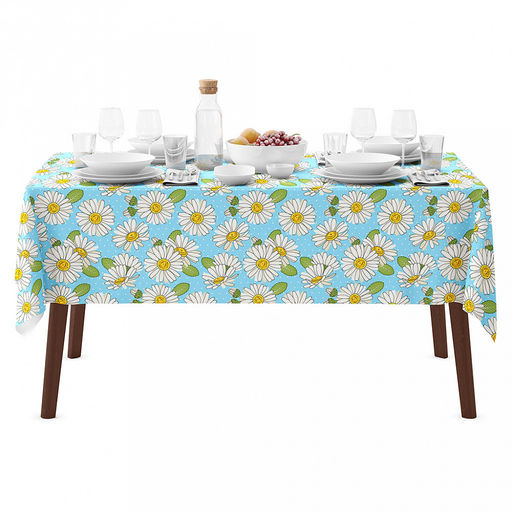 Скатерть 240х145см "Душистая ромашка, вид 4", длина стола до 200см, на 10-12 персон, рогожка (хлопок 100%) 171г/м2, упаковка классическая, пакет ПВХ 25х41см, "Домашняя мода" (Россия)