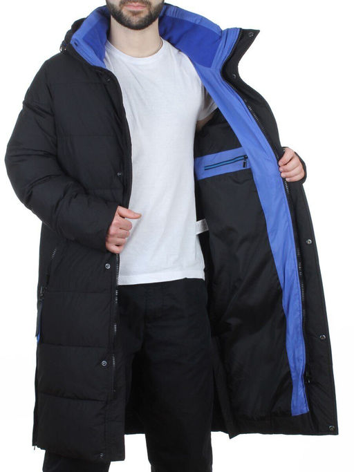 6896 BLACK Куртка мужская зимняя удлиненная (200 гр. холлофайбер)