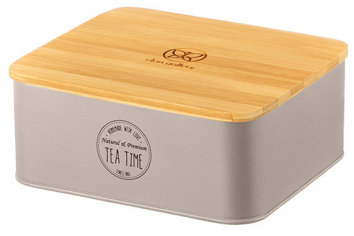 Контейнер для чайных пакетиков 18,5*16*8 см TEA TIME с бамбуковой крышкой , серый - Elan gallery фото 5