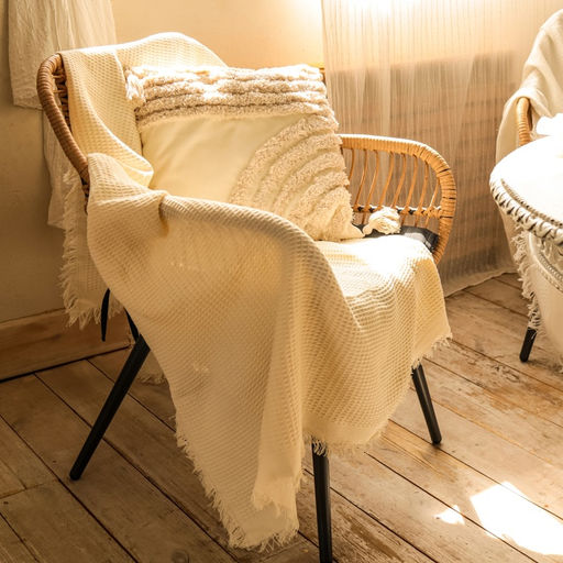 Наволочка декоративная с кисточками SL Home, 45×45 см, хлопок 100%, молочная