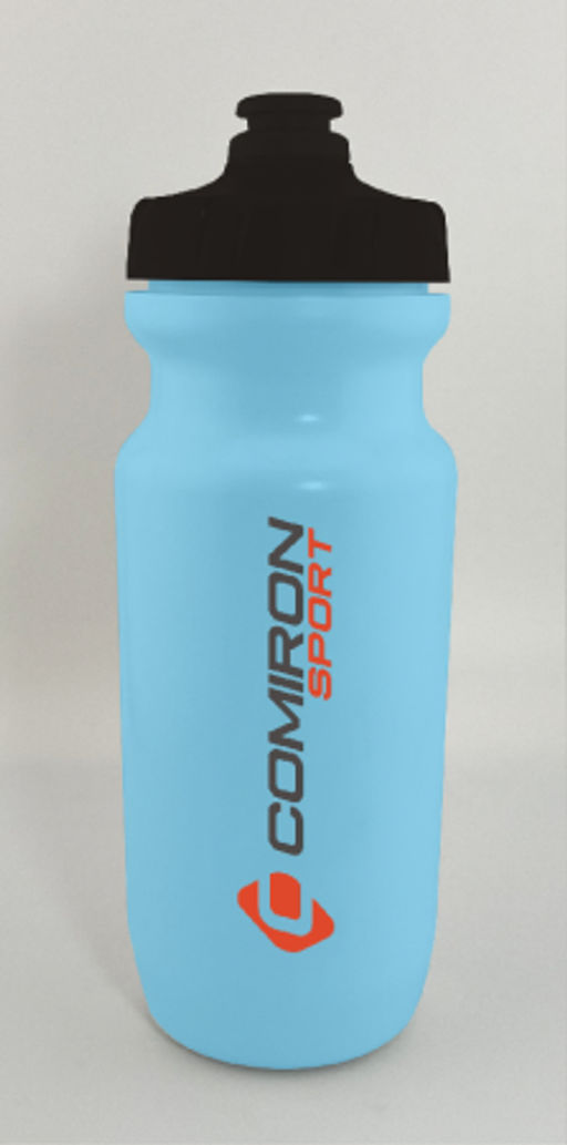 Бутылка велосипедная COMIRON RACE1 гоночная, силиконовый клапан +уплотнитель, пищевой PP, BPA-free, цвет Light Blue 550ml