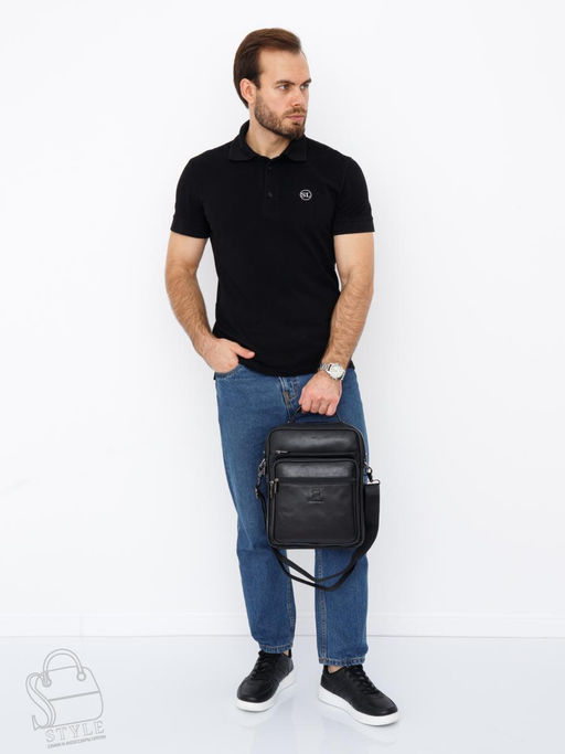 Сумка мужская кожаная 7905-4 black Fuzhinino  в Новосибирске