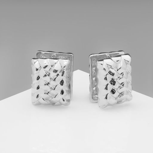 Серьги металл «Аккорд» плетёные, прямоугольник, цвет серебро