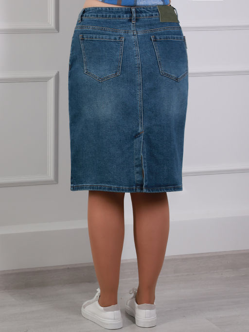 Юбка джинсовая базовая классическая - Almond фото 3