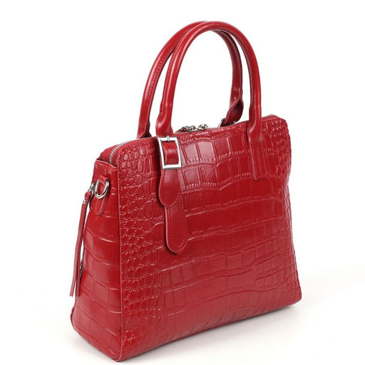 Женская кожаная сумка тоут под крокодила 1543-220 Красный - Cidirro фото 3