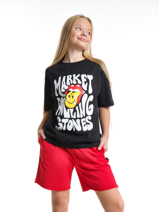 Шорты для спорта для девочки свободные отрезные 22-7677 красный - Mini maxi фото 4